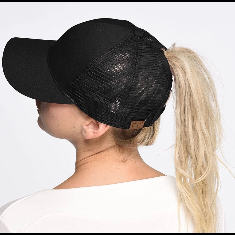 Black Ponytail baseball adjustable hat
